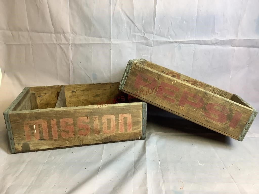 Mission and Pepsi Wooden Crates