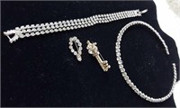 Rhinestone bracelet, choker necklace