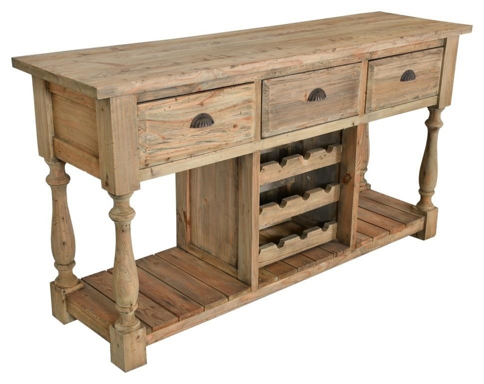 Farmhouse Console with Wine Rack in All Natural Fi
