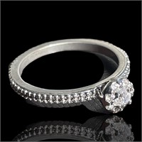 1.00 Platinum Cluster Diamond Engagement Ring