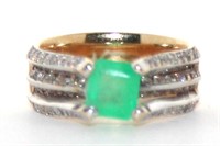 2.42 Ct Diamond & Emerald 9 gram 14K Ring