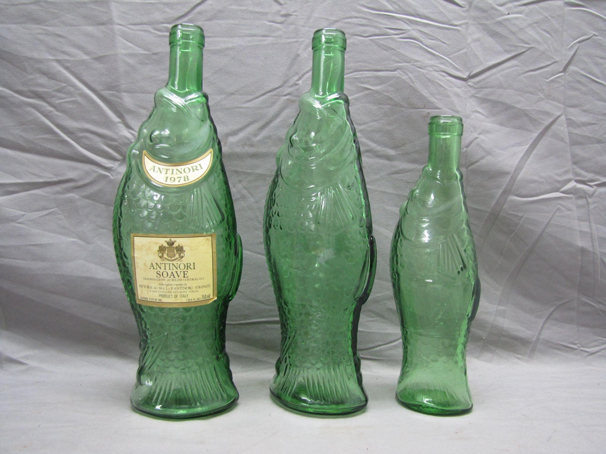 3 Vintage Antinori Soave Fish Shaped Wine Bottles