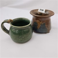 Artisan Pottery Green Cup Drip Glaze Vase