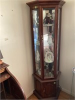 4 SHELF CURIO CABINE WITH 14 FIGURINES (W/ LIGHT)