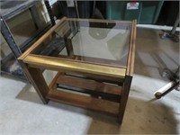 MCM STYLE GLASS TOP SIDE TABLE