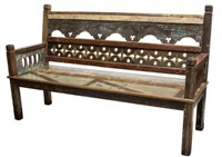 DUTCH COLONIAL STYLE PAINTED TEAKWOOD BENCH