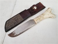 Custom Bone Handle Knife With Sheath