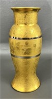 24K Gold Osborne Studio Lotus Art Porcelain Vase
