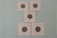 5 Indian Head Pennies