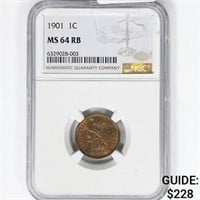 1901 Wheat Cent NGC MS64 RB