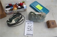 Clothes irons, darning kit, misc