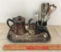 SILVER TEAPOT, ENGRAVED CHILDS CUP & MORE