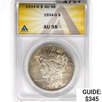 1934-D Silver Peace Dollar ANACS AU58