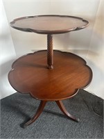 Antique mahogany two tiered table