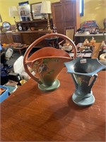 2 Repaired Roseville Vases