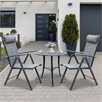 Aluminum Outdoor Folding Chair Set of 2, Gray
