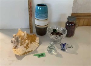 Seashell, vase and glass  decor