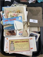 Vintage post cards, advertisements.