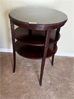 Round Vintage Side Table w/ Glass Top Piece