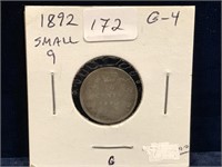 1892 Can Silver Ten Cent Piece  G4