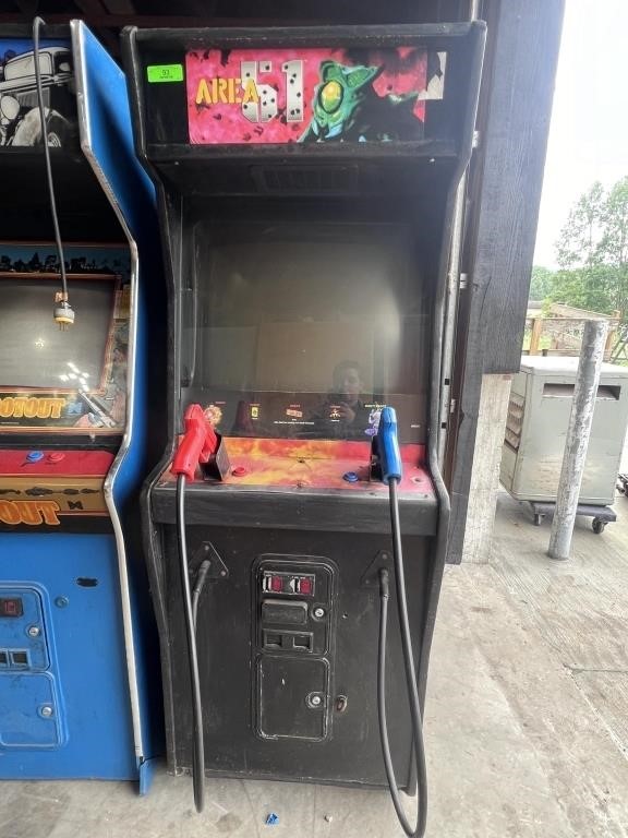24"x34"x73" Area 51 Arcade Game, screen flashed, S