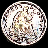 1843 Seated Liberty Half Dime CLOSELY UNC