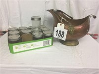 Vintage Copper Bucket and Canning Jars