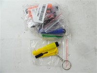 Lot of 8 3-in-1 Safety Keychains - Whistle Window