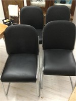 Set of 4 Black & Chrome Retro Chairs