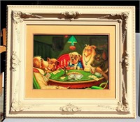 Man Cave Original Art of Dogs Playing Cards Oil