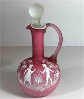 PINK SATIN GLASS MARY GREGORY EWER