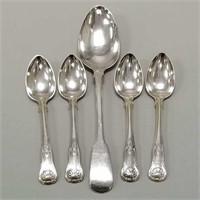 5 pieces of English Georgian sterling silver