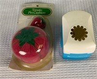 Vtg Tomato Pin Cushion And Paper Punch