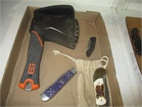 Flat w/misc knives and small hatchet