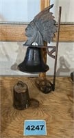 Cast Iron Weight & Native American Outdoor Bell