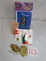 Hallmark Puffy Brass Ornaments - Grinch Card