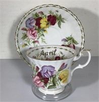 ROYAL ALBERT APRIL MONTH TEACUP & SAUCER