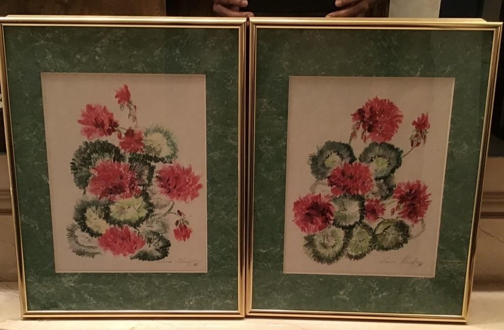 2 FRAMED GERANIUM ARTWORK