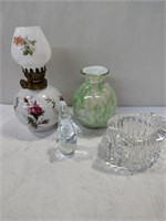 Lot of glass , small oil lamp( penguin has a