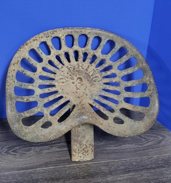 Vintage Deering Cast Iron Implement Seat