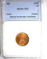1897 Indian Cent NNC MS-66+ RED LISTS FOR $8500