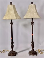 Pr. Table lamps, metal & resin, bronze wash,