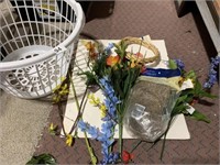 BASKET, ARTIFICIAL FLOWERS