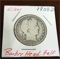 18908-D SILVER BARBER HEAD HALF
