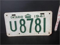 ONTARIO 1941 LICENSE PLATE