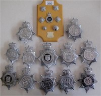 Twelve UK Police Bobby helmet plates