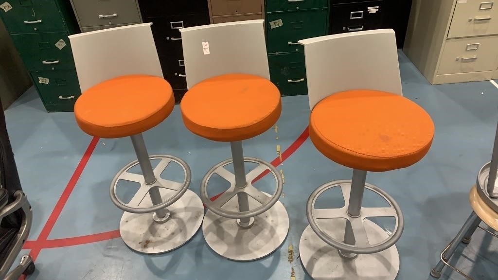 3 Metal cushion stools 16x20 inches