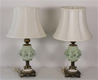 PAIR OF ORANATE TABLE LAMPS WITH SHADES