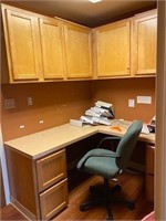 L shaped maple work station cabinet desktop set