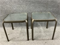 Pair Small Metal/Glass Patio Tables